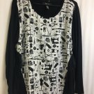 Style And Co Top Sew Chic Scissors And Sewing Machines Womens XL Pullover Blouse