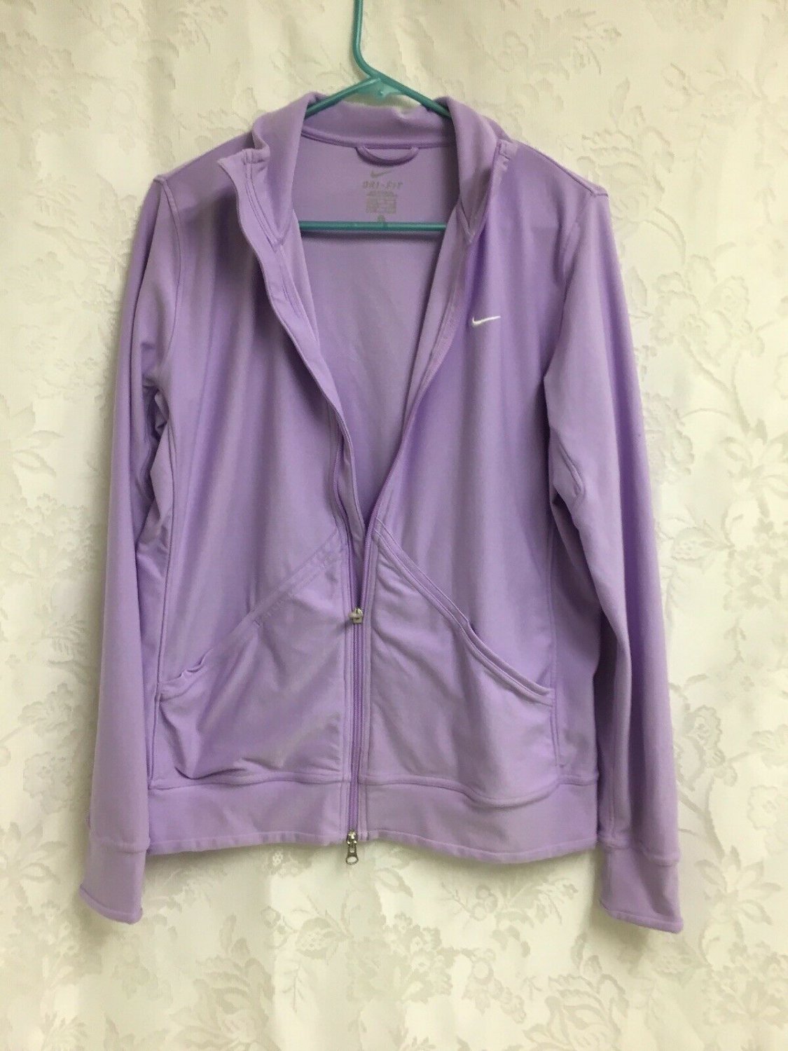 Nike Dri Fit Zip Up Purple Womens Large Polyester/Spandex