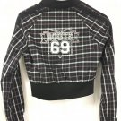 Wet Seal Cropped Jacket Womens Size Small Juniors Plaid ZIP With Bling Route 69