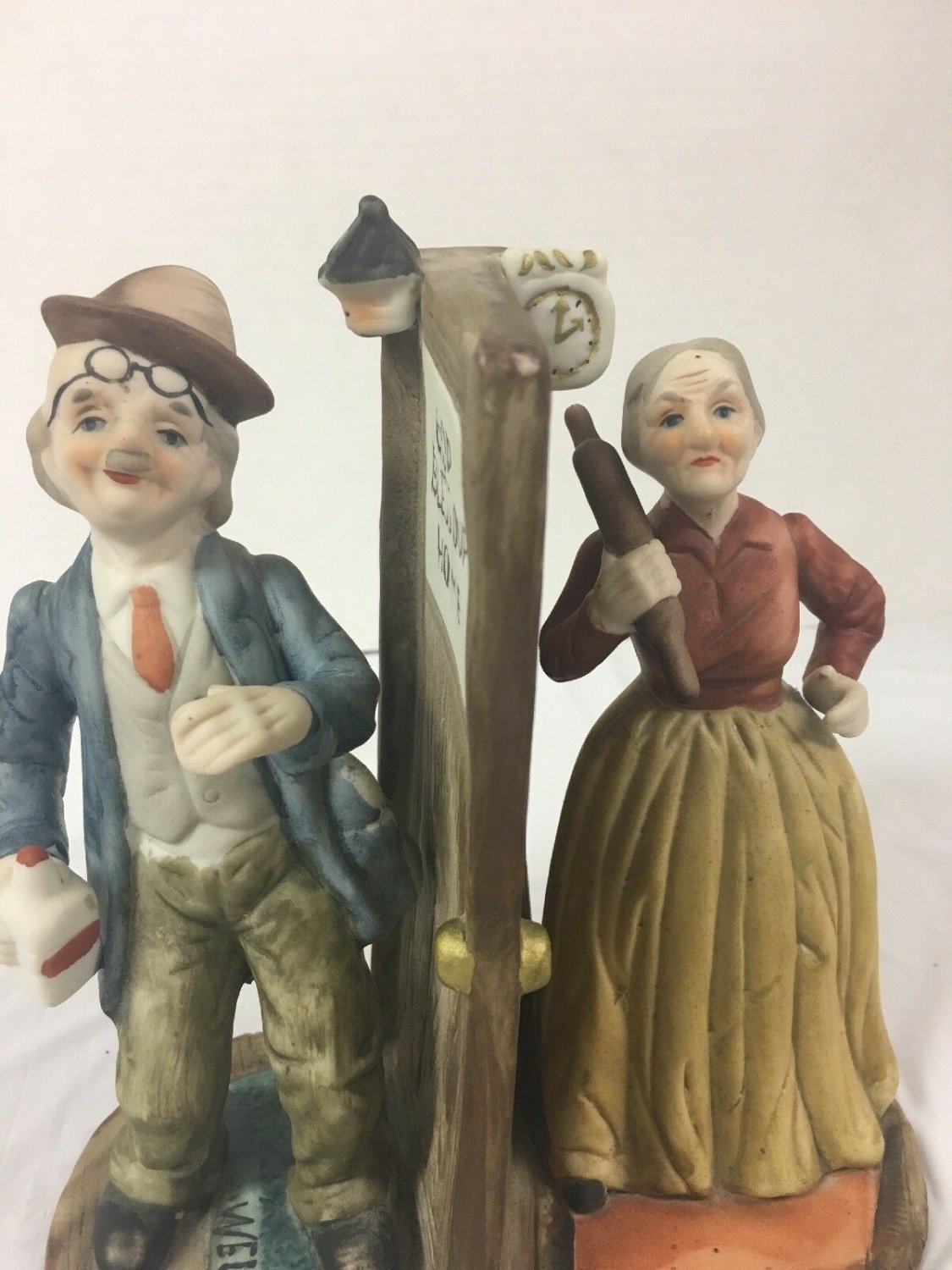 Arnart Figurine Sculpture Drunk Husband Angry Wife Rolling Pin