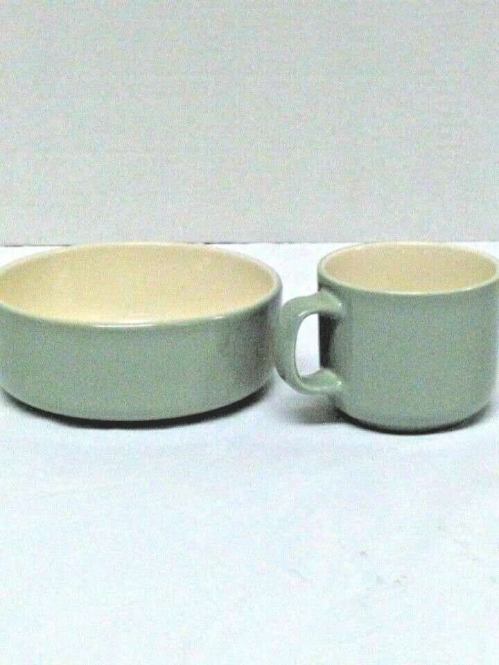 Keltcraft Noritake Ireland misty isle green soup salad bowl and coffee cup set