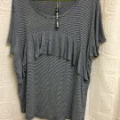 Moral Fiber Womens Shirt Top Size 2X Stretchy Stripe Ruffle