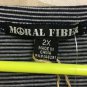 Moral Fiber Womens Shirt Top Size 2X Stretchy Stripe Ruffle