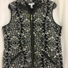 Charter Club Vest Quilted Velour Womens Medium Hand Pockets Full Zip