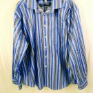 Pronto Uomo 100% Cotton Non Iron Mens Dress Shirt Size XXL Blue Striped