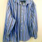 Pronto Uomo 100% Cotton Non Iron Mens Dress Shirt Size XXL Blue Striped