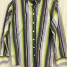 Bugatchi Upmost Button Up Mens Small Striped Purple Green White Long Sleeve