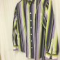 Bugatchi Upmost Button Up Mens Small Striped Purple Green White Long Sleeve