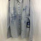 Girbaud Button Up Mens XXXL Bike Polo Club Blue Pinstripe Hand Pockets Cotton