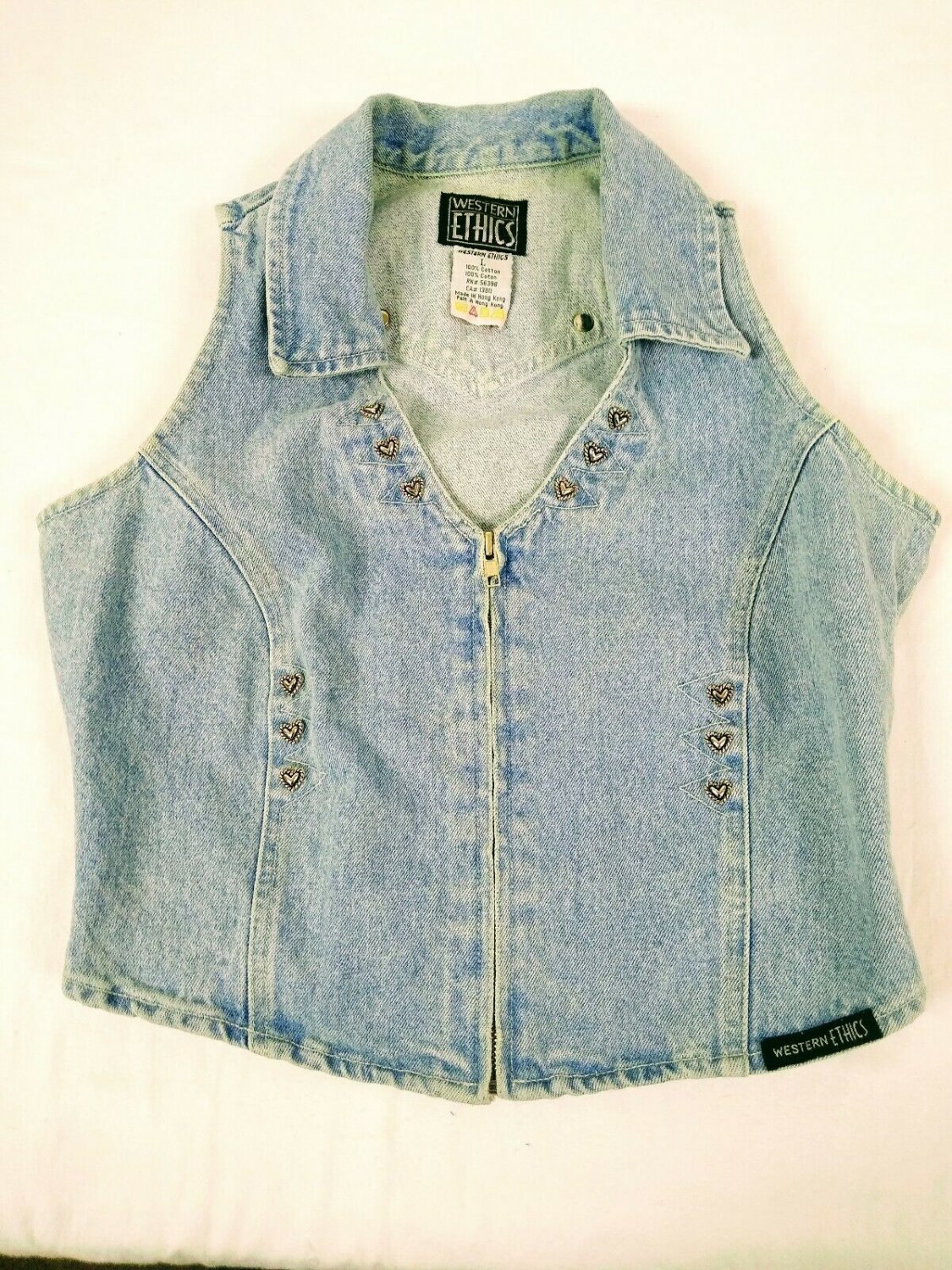 Vintage Western Ethics Light Blue Cotton Denim Vest Girls Size Large
