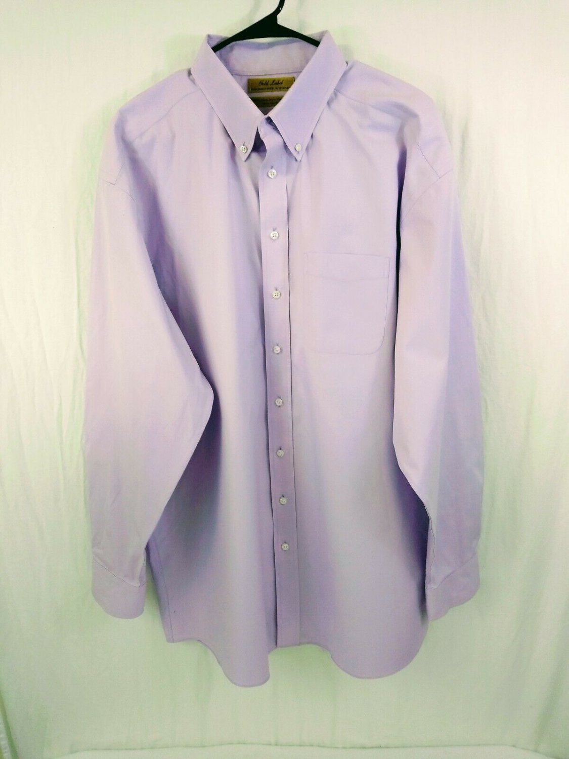 Roundtree & Yorke Gold Label Purple Cotton Mens Dress Shirt Size 17 1/2  36 Tall