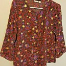 Hinge Blouse Women's Size Medium Sheer Gold Stars Short Top