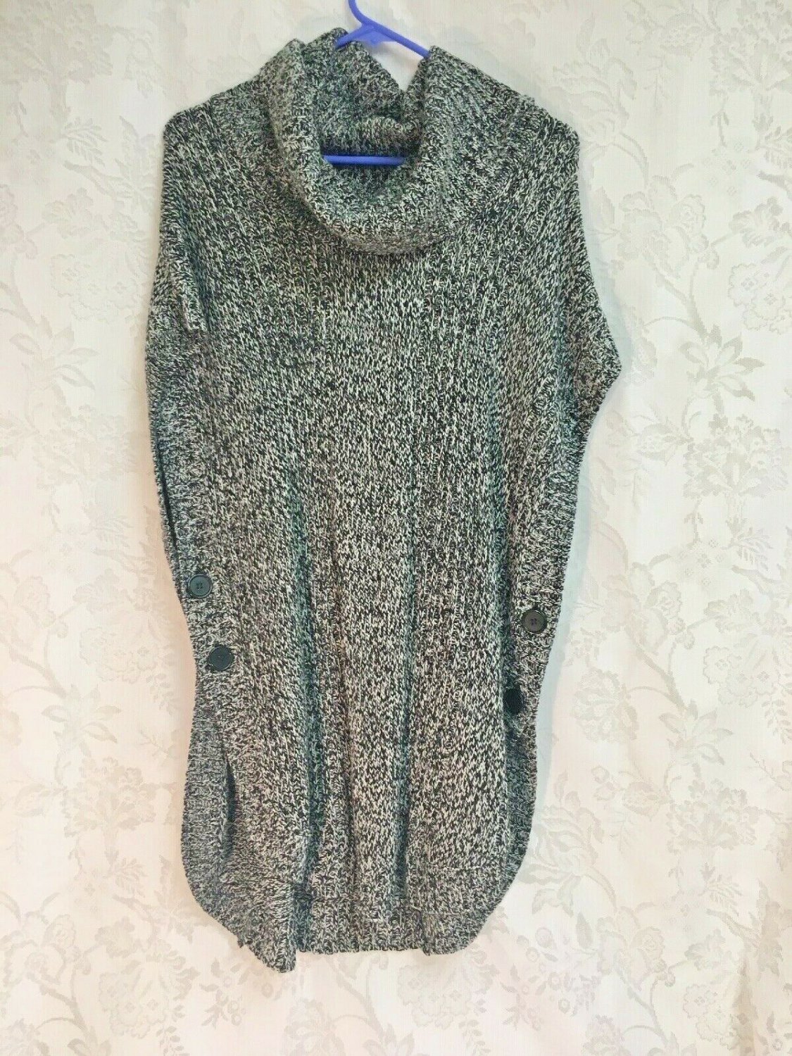 Woman Within Knit Sweater Cowl Neck Womans Medium Black/white 33&acirc;��
