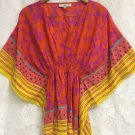 Loft Blouse Top Butterfly Sleeve Colorful Womens XS 100% Cotton