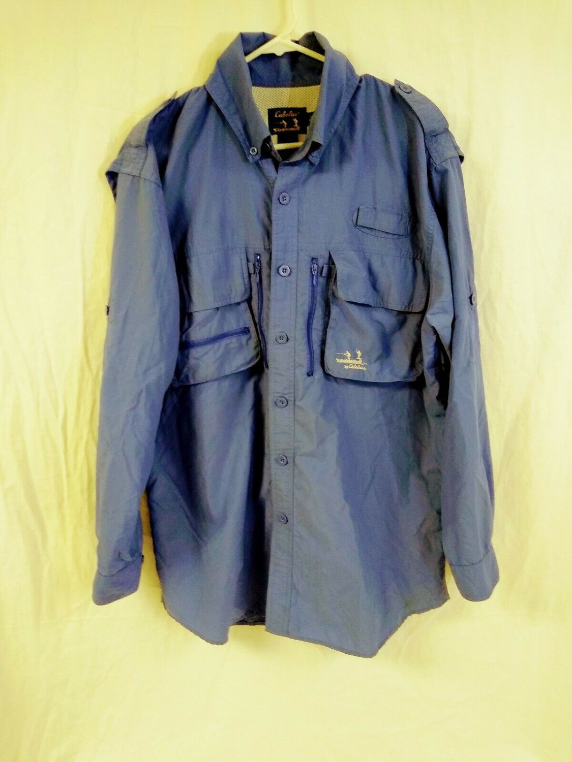 Cabela's Guidewear Vented Button Up Long Sleeve Blue Mens Shirt Size L Regular