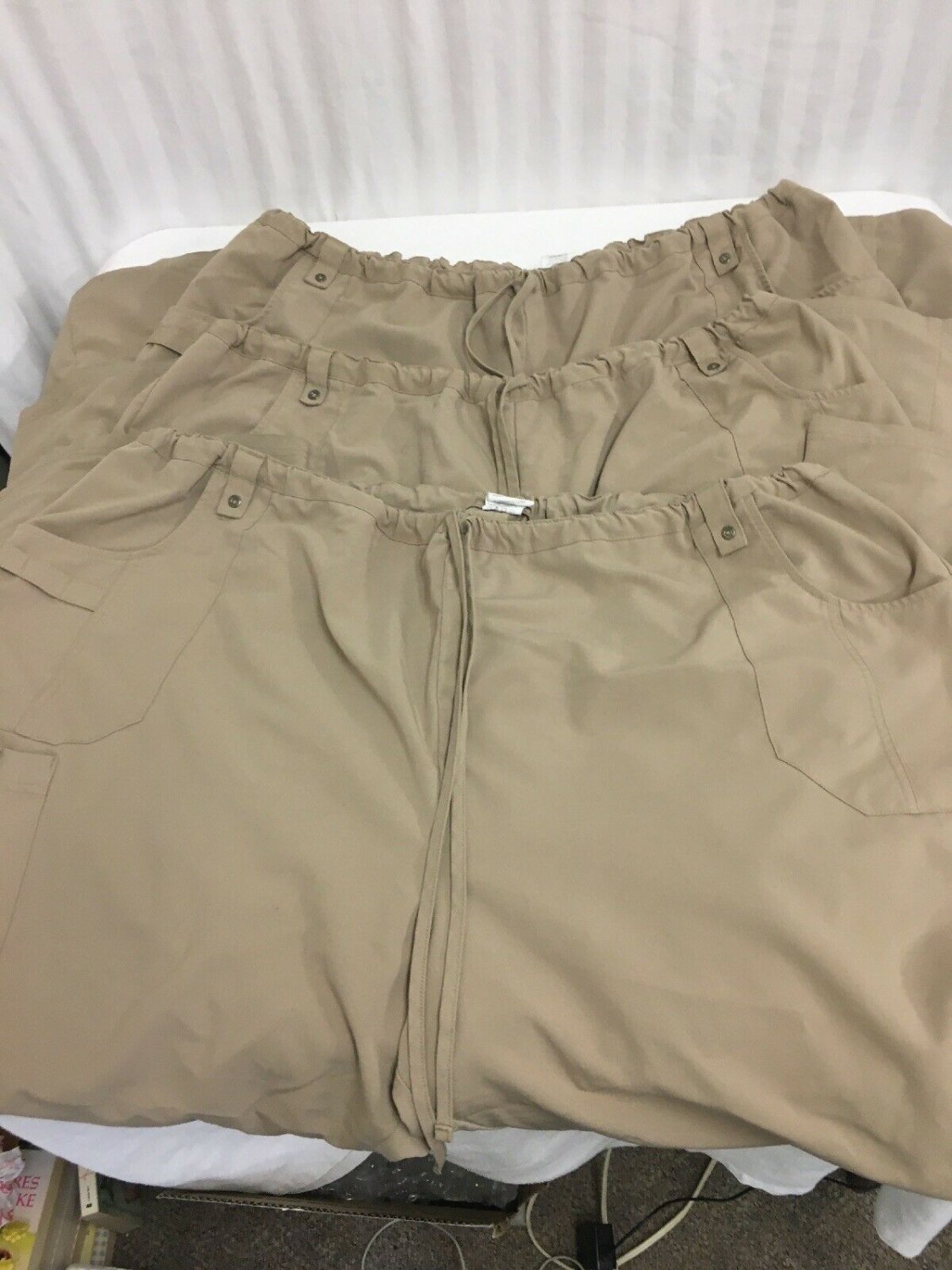 Dickies Pants Mens 4X Cargo 3 Pair Drawstring Waist Pocket Tan Scrub Work