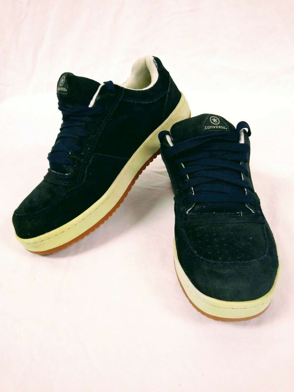 Converse Black Leather Suede Unisex Skateboard Shoes Mens 8M Womens 10M