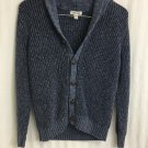 Cherokee Sweater Button Front Womens L 12-14 cable Knit Cardigan Cotton Blue