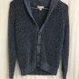 Cherokee Sweater Button Front Womens L 12-14 cable Knit Cardigan Cotton Blue
