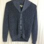 Cherokee Sweater Button Front Womens L 12-14 cable Knit Cardigan Cotton Blue