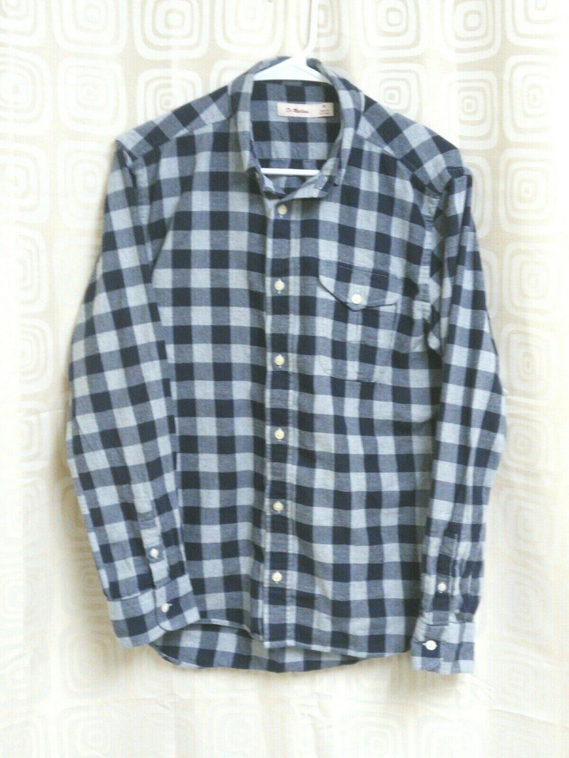 Dr Martens Air Wair Blue Plaid Long Sleeved Button Down Shirt 100% cotton size M