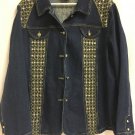 Ameri Mode Jean Jacket Bling Studs Button Front Denim Spring Coat Womens Size XL
