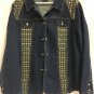 Ameri Mode Jean Jacket Bling Studs Button Front Denim Spring Coat Womens Size XL