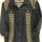 Ameri Mode Jean Jacket Bling Studs Button Front Denim Spring Coat Womens Size XL