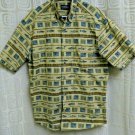 WOOLRICH Cream Fish Stripe Men's Short Sleeved Shirt Size L NICE