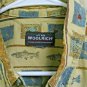 WOOLRICH Cream Fish Stripe Men's Short Sleeved Shirt Size L NICE