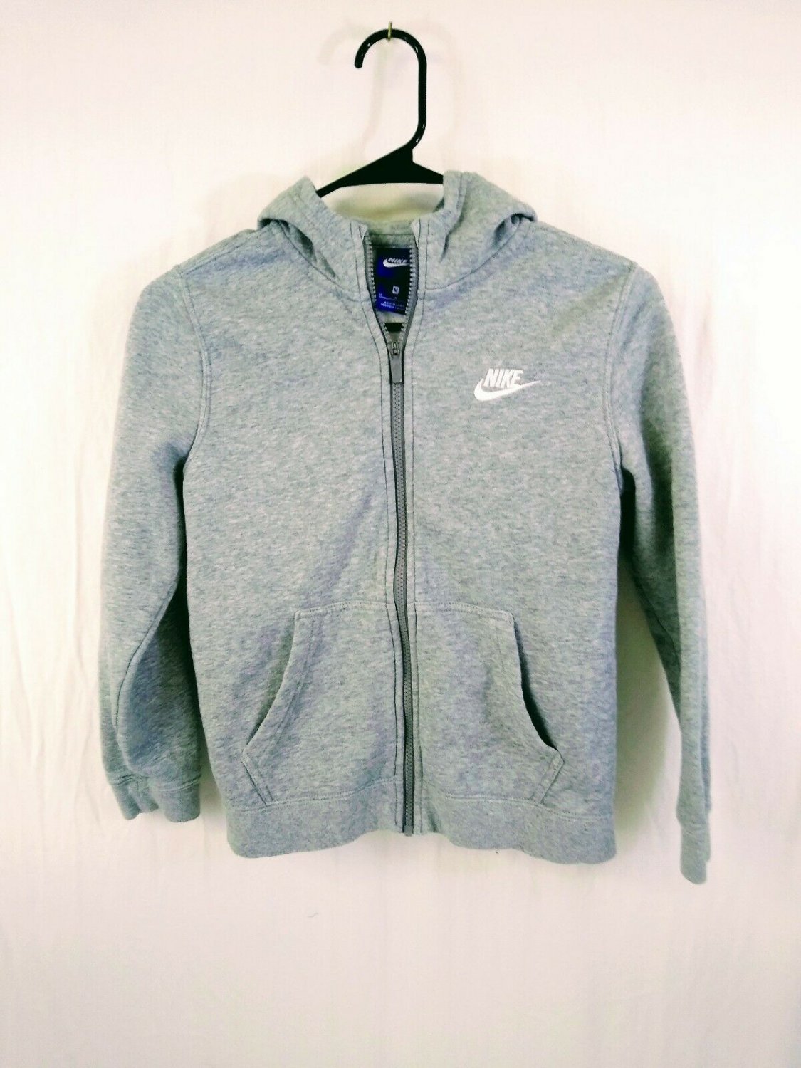 Nike Gray Cotton/Polyester Kids Zip Up Hoodie Size Medium VERY NICE