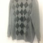 Claiborne Sweater Mens Size XXL Gray Diamond Pattern Long Sleeve Cotton Pullover