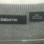 Claiborne Sweater Mens Size XXL Gray Diamond Pattern Long Sleeve Cotton Pullover