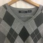 Claiborne Sweater Mens Size XXL Gray Diamond Pattern Long Sleeve Cotton Pullover