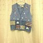 Bobbie Brooks Knit Vest 4th Of July Stars Womens XL Red White Blue Patriotic