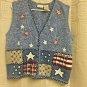 Bobbie Brooks Knit Vest 4th Of July Stars Womens XL Red White Blue Patriotic