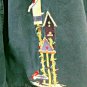 Christopher & Banks Dress Full Length Pleated Bird Houses in Winter Blue Size S