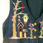 Christopher & Banks Dress Full Length Pleated Bird Houses in Winter Blue Size S