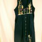Christopher & Banks Dress Full Length Pleated Bird Houses in Winter Blue Size S