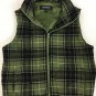 Coffeeshop Vest Wool/rayon Womens Large Green Plaid