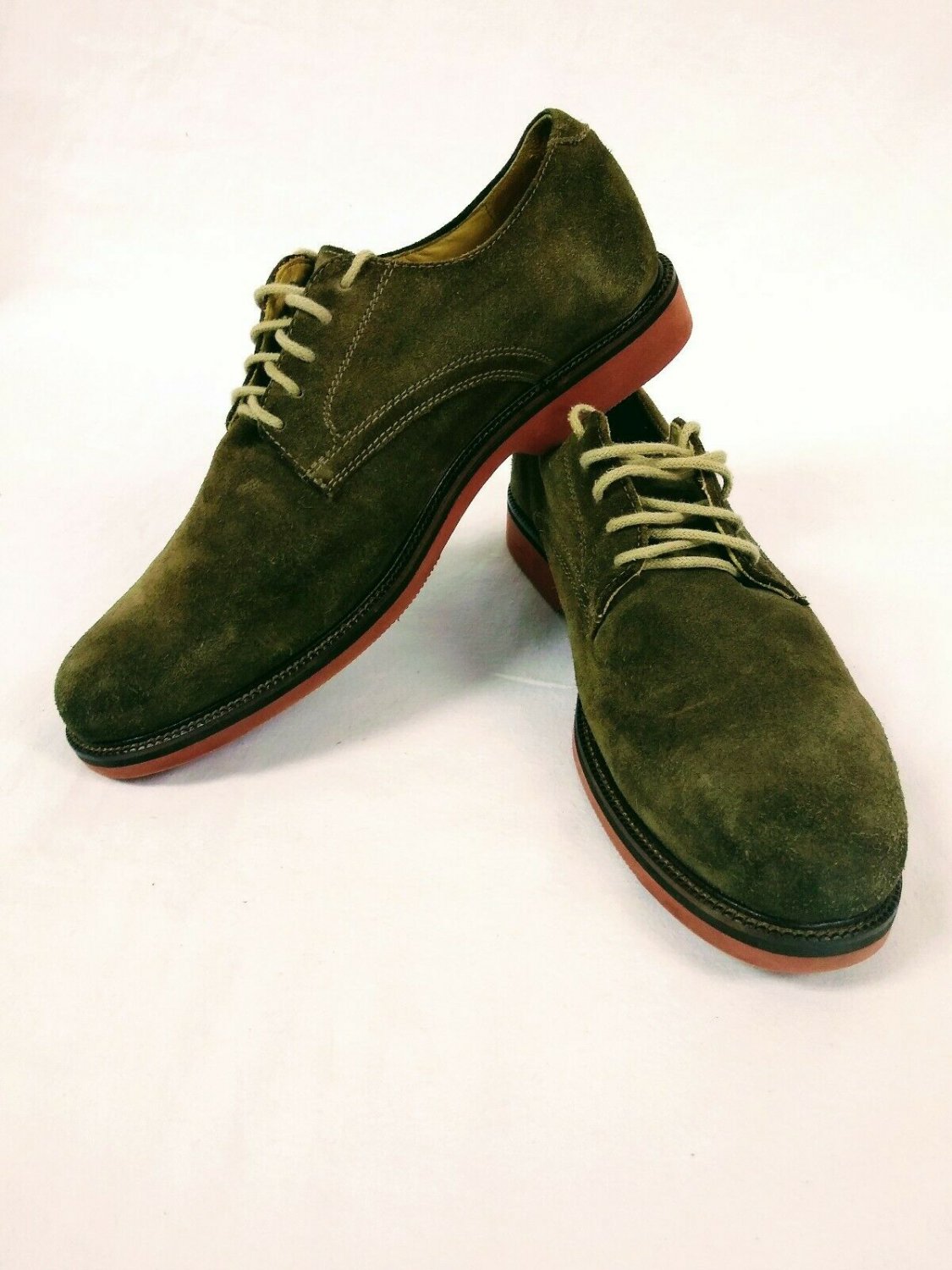 1901 Brown Suede Leather Lace Up Loafers Cushion Insoles Mens Size 8M VERY NICE
