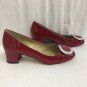 Michael Kors Shoes Block Heel Red Patent Leather Logo Buckle Womens 7 Slip On