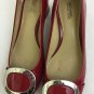 Michael Kors Shoes Block Heel Red Patent Leather Logo Buckle Womens 7 Slip On