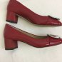 Michael Kors Shoes Block Heel Red Patent Leather Logo Buckle Womens 7 Slip On