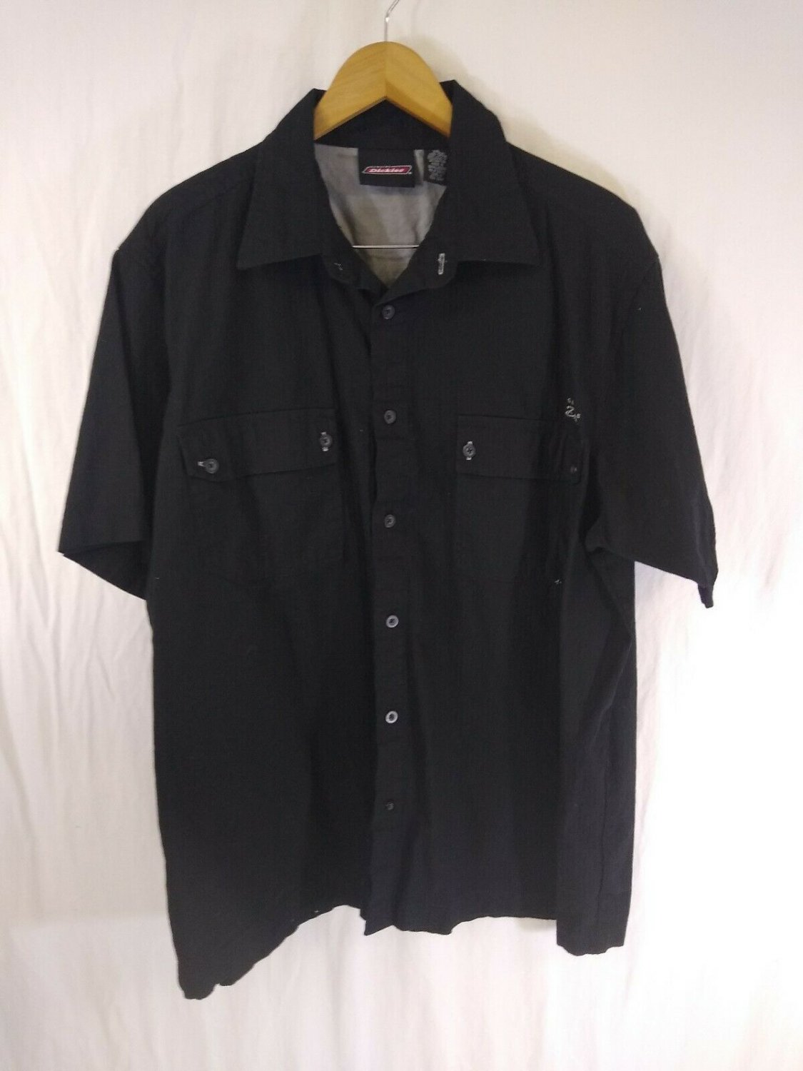 Genuine Dickies 100% Cotton Classic Short Sleeve Black Casual Shirt Mens XXL
