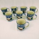 Folk Craft Cabin in The Snow By Tienshan Lot Of 8 Cocoa/Coffee Mugs VERY NICE