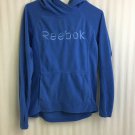 Reebok Fleece Pullover Womens Size XS Blue Thumb Holes Pouch Pocket Logo