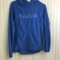 Reebok Fleece Pullover Womens Size XS Blue Thumb Holes Pouch Pocket Logo