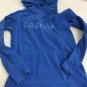 Reebok Fleece Pullover Womens Size XS Blue Thumb Holes Pouch Pocket Logo