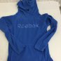 Reebok Fleece Pullover Womens Size XS Blue Thumb Holes Pouch Pocket Logo